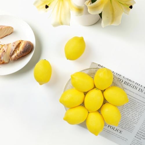 Notakia 25pcs Artificial Yellow Lemons Fruits Decoration