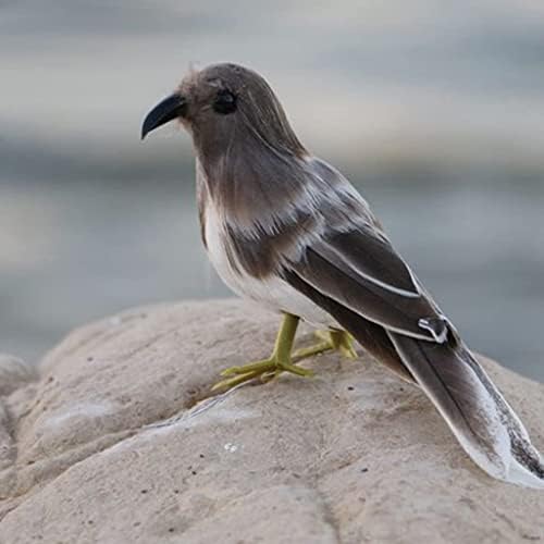 Realistic Artificial Feather Bird Ornament - Grey