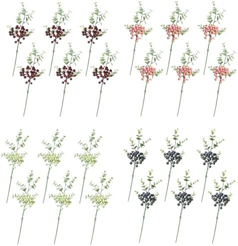 6 Pack Artificial Blueberry Stems with Realistic Berries