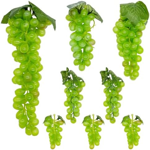 Woohome 8 Bunches Artificial Green Grapes with Vines
