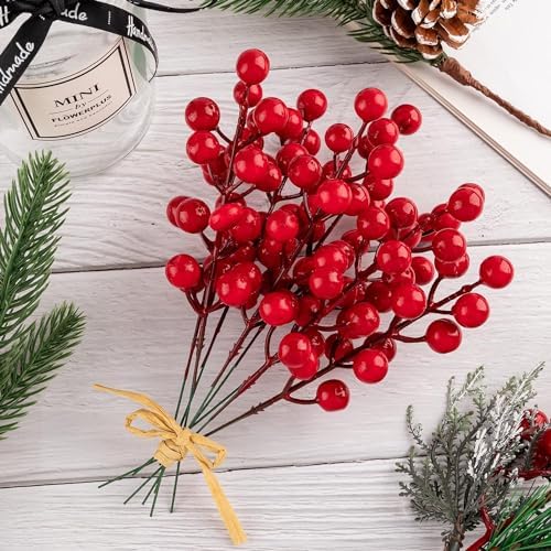 35 Pack Artificial Red Berry Stems for Christmas Decor