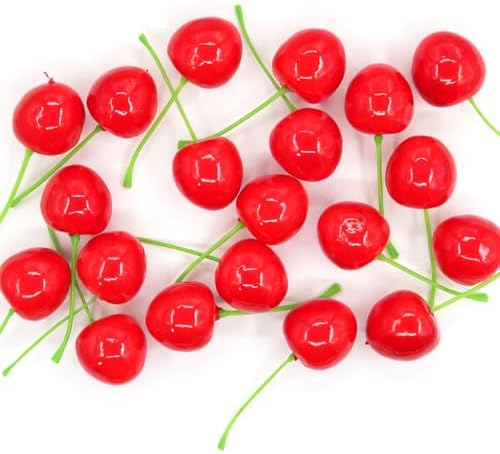 20Pcs Artificial Red Cherries Party Decor