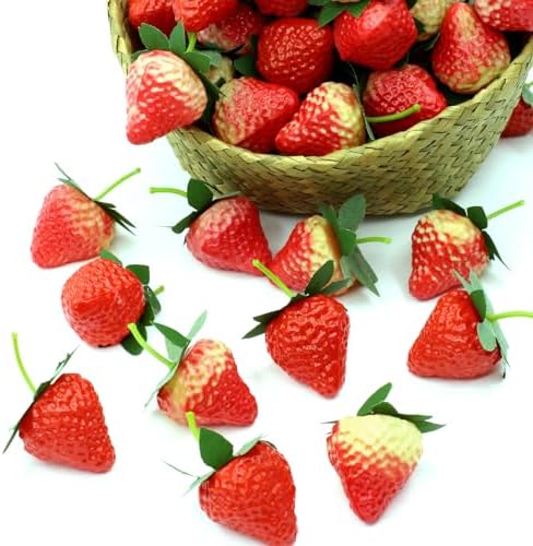 50Pcs Artificial Strawberries for Home Kitchen Party Decor