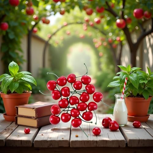 20 Pcs Realistic Red Artificial Cherries Decor