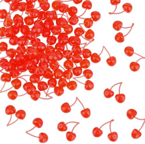 OLYCRAFT 60Pcs Lifelike Plastic Cherries Decorations