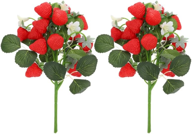 DECHOUS 2Pcs Artificial Strawberry Flower Bouquet