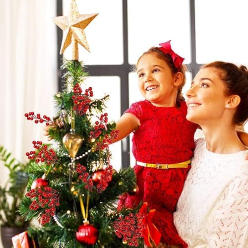 Auelstau 35 Pack Artificial Red Berry Decorations