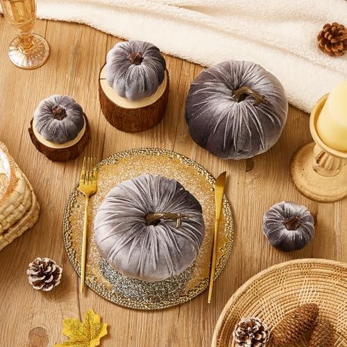 8pcs Artificial Velvet Pumpkin Halloween Decor Set