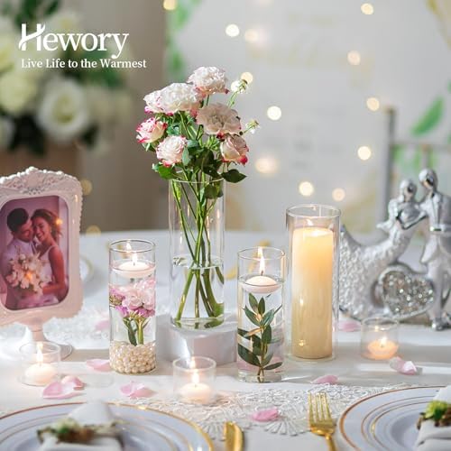 Hewory Clear Glass Cylinder Vases 32PCS for Centerpieces