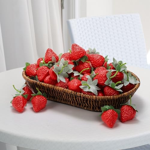 ZEAYEA 80 Piece Artificial Strawberries Decor