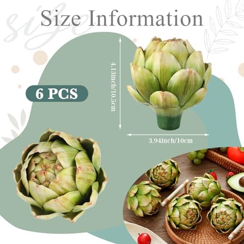 Timgle 6 Pcs Large Green Artificial Artichokes Decor