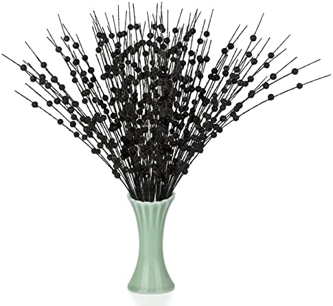 YHNJI 10 Pack Glittery Christmas Berry Stems