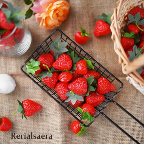 40Pcs Artificial Red Strawberries for Decor and Photography