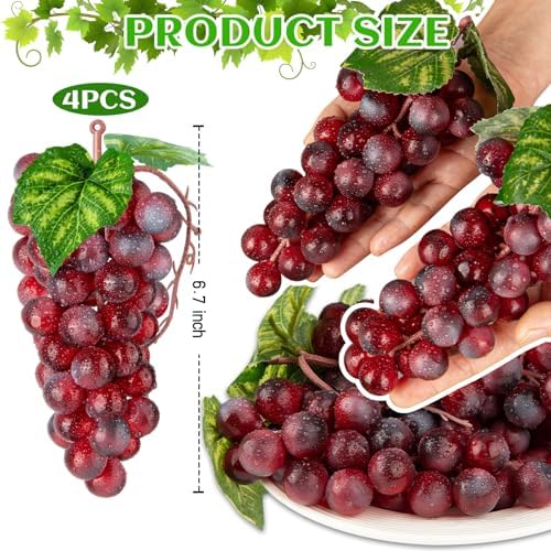 CLESDF Artificial Red Grapes 4 Bunches Wedding Party Decor