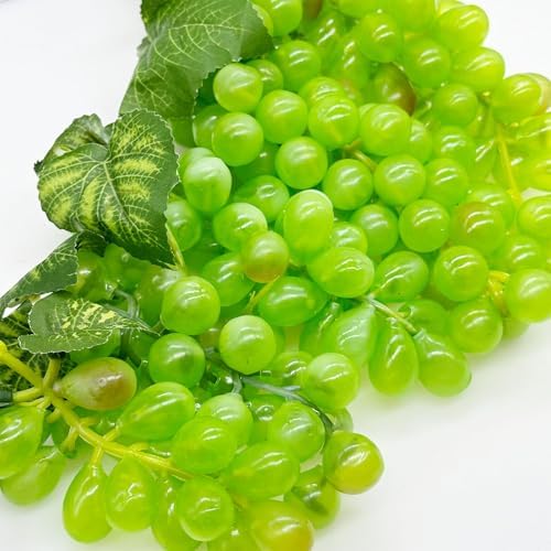 Woohome 8 Bunches Artificial Green Grapes with Vines