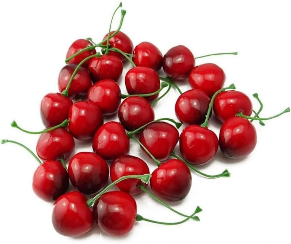 20Pcs Artificial Cherries Decor Faux Fruit Ornament