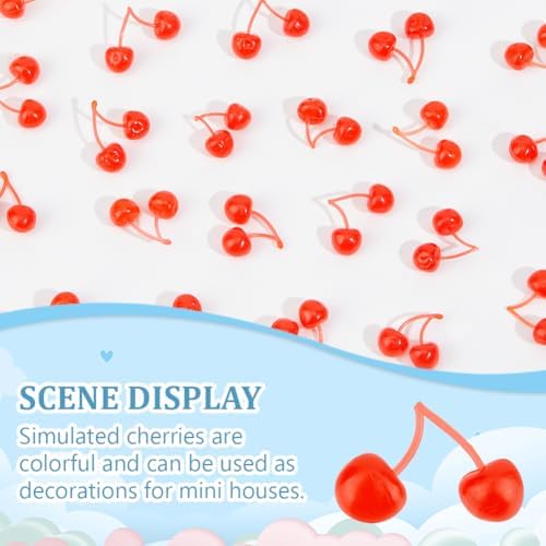OLYCRAFT 60Pcs Lifelike Plastic Cherries Decorations
