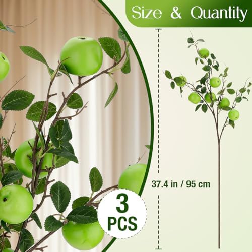 Gresorth Artificial Apple Branches 3pcs Decor Display