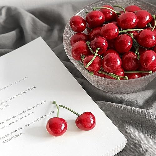 20Pcs Realistic Red Artificial Cherries Decoration