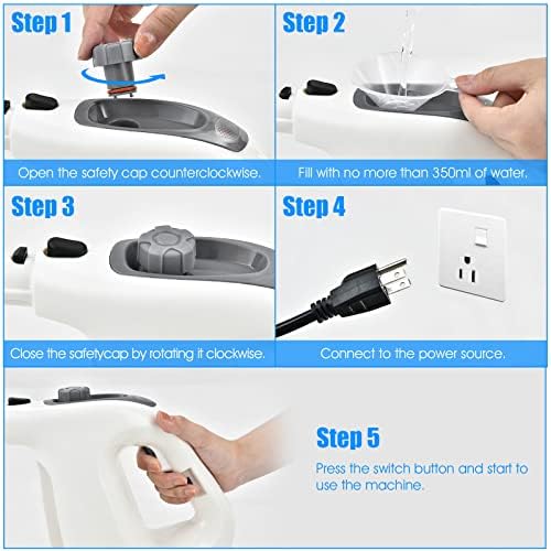 COSTWAY Handheld Steam Cleaner with 17 Pieces 350ml Tank 1400W Grey