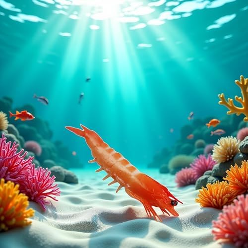 Realistic Red Artificial Shrimp Decorations