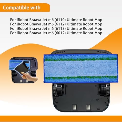 Upgraded Washable Mop Pads for iRobot Braava M6 - Reusable and Detachable