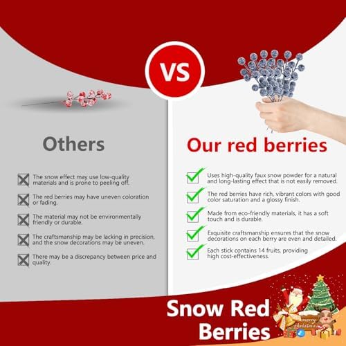 24pcs Christmas Artificial Berry Stems Snow Sprays