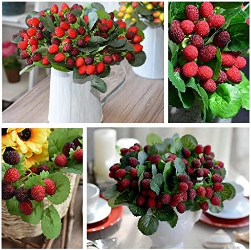 M2cbridge Artificial Raspberry Red Berry Decor Set Black 8PCS