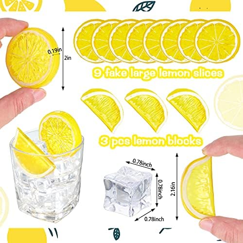 WILLBOND 42 Pieces Acrylic Lemon Slices Ice Cubes Set