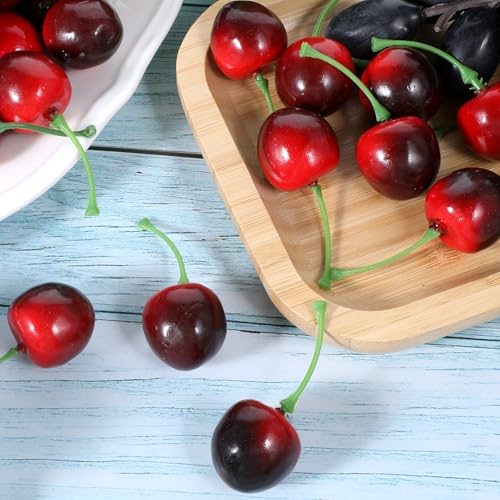 50Pcs Artificial Cherries Lifelike Decor Photography Prop