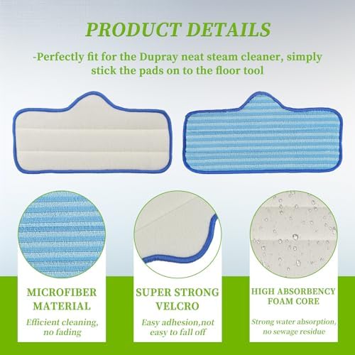 EPLZON Reusable Microfiber Steam Mop Pad for Dupray Neat Steam Cleaner