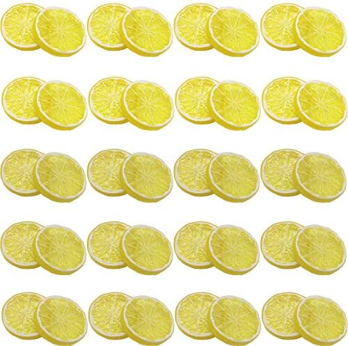 RONYOUNG 40PCS Artificial Lemon Slices Yellow Decorative