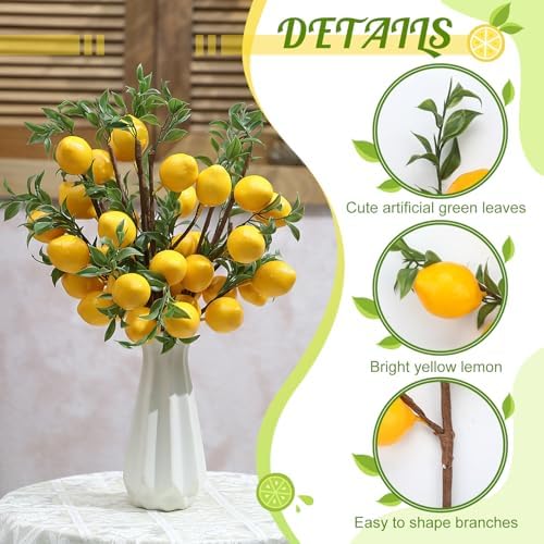 Giegxin 15 Pcs Artificial Lemon Branch Decor