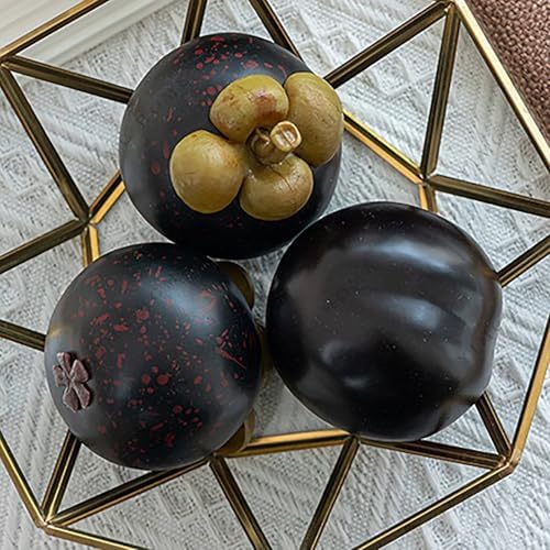 3Pcs Artificial Mangosteen Decorative Fruits for Home Display