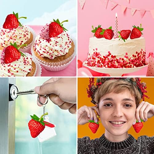 CLESDF 25Pcs Artificial Strawberries for Decor and Photography