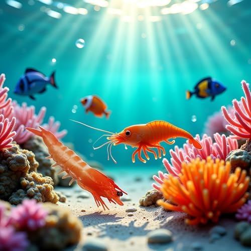 Realistic Red Artificial Shrimp Decorations
