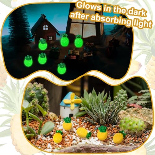 50 Pcs Mini Resin Pineapple Glow in the Dark Decor