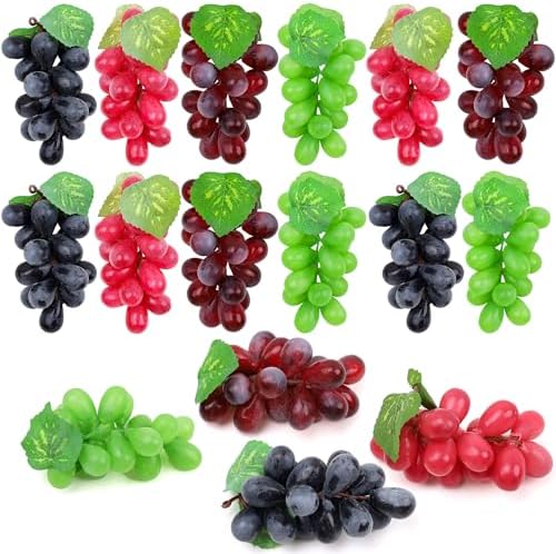Folmywy Realistic Artificial Grapes Bunches 16 Pack