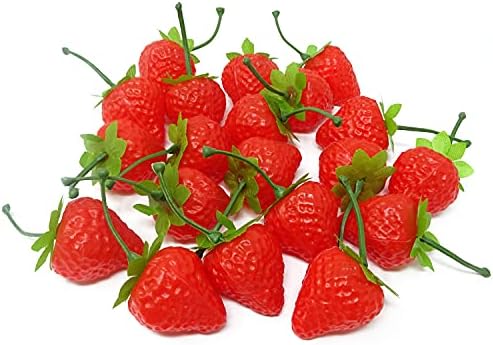 Honbay 20PCS Plastic Artificial Red Strawberries Decoration Prop