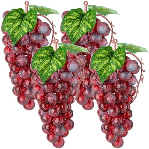 CLESDF Artificial Red Grapes 4 Bunches Wedding Party Decor