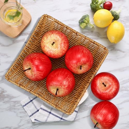 Lorigun Artificial Red Apples 6 Pcs Decorative Fruits
