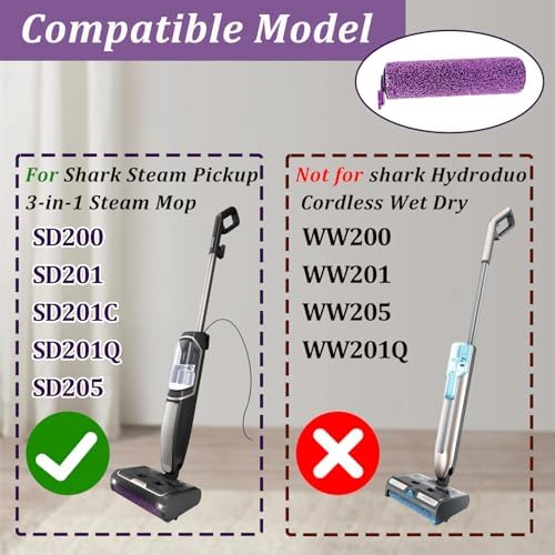 SD201 Replacement Roller Brush Kit for Shark Steam Mop 3-in-1