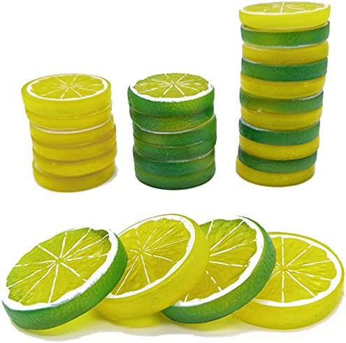 40PCS Yellow Artificial Lemon Slices Decor Vase Filler