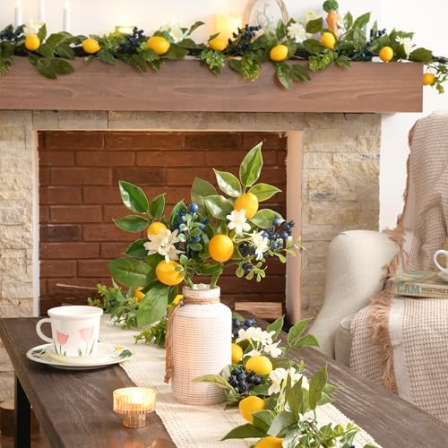 Valery Madelyn 4 Pack Artificial Lemon Branches Decorations 12 Inch