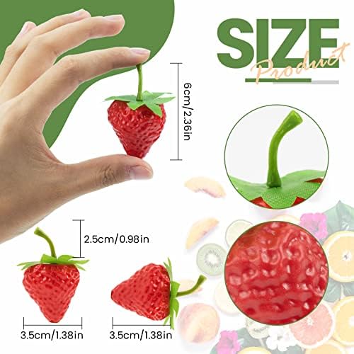 RAYNAG 50Pcs Plastic Fake Strawberries Artificial Fruit Decor