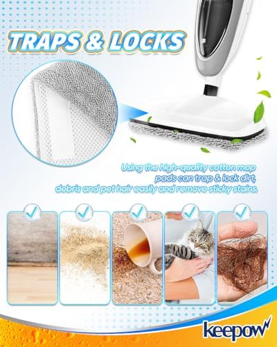 KEEPOW Steam Mop Pads for GF-6610B 3 Pack Reusable Microfiber