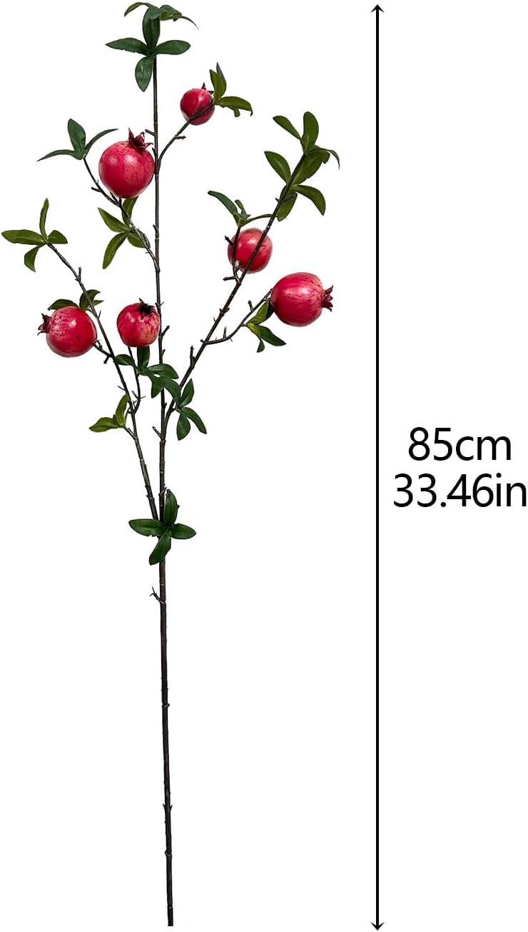 4PCS Red Artificial Pomegranate Branches with Leaves