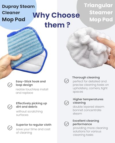 Steam Cleaner Accessories for Dupray Microfiber Pads and Triangle Bonnet Set