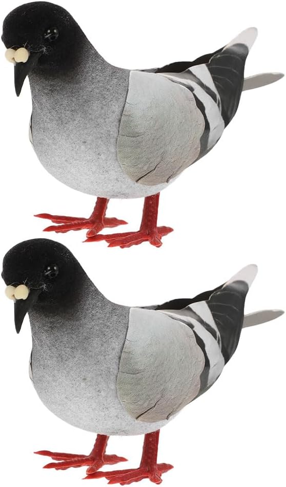 LOGOFUN 2pcs Artificial Grey Dove Figure Garden Decor Photo Prop