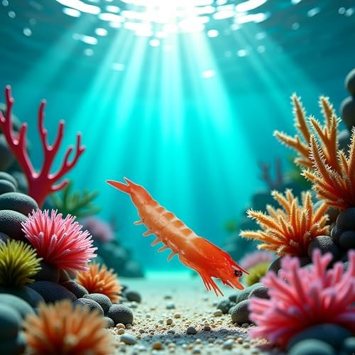 Realistic Red Artificial Shrimp Decorations